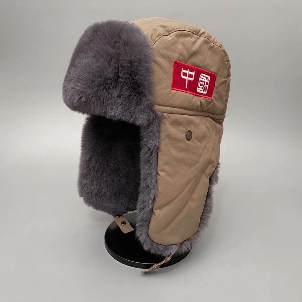 Lei Feng hat thickened men's winter velvet thermal ear protection hat Northeast outdoor cycling ski hat women's big head circumference hat