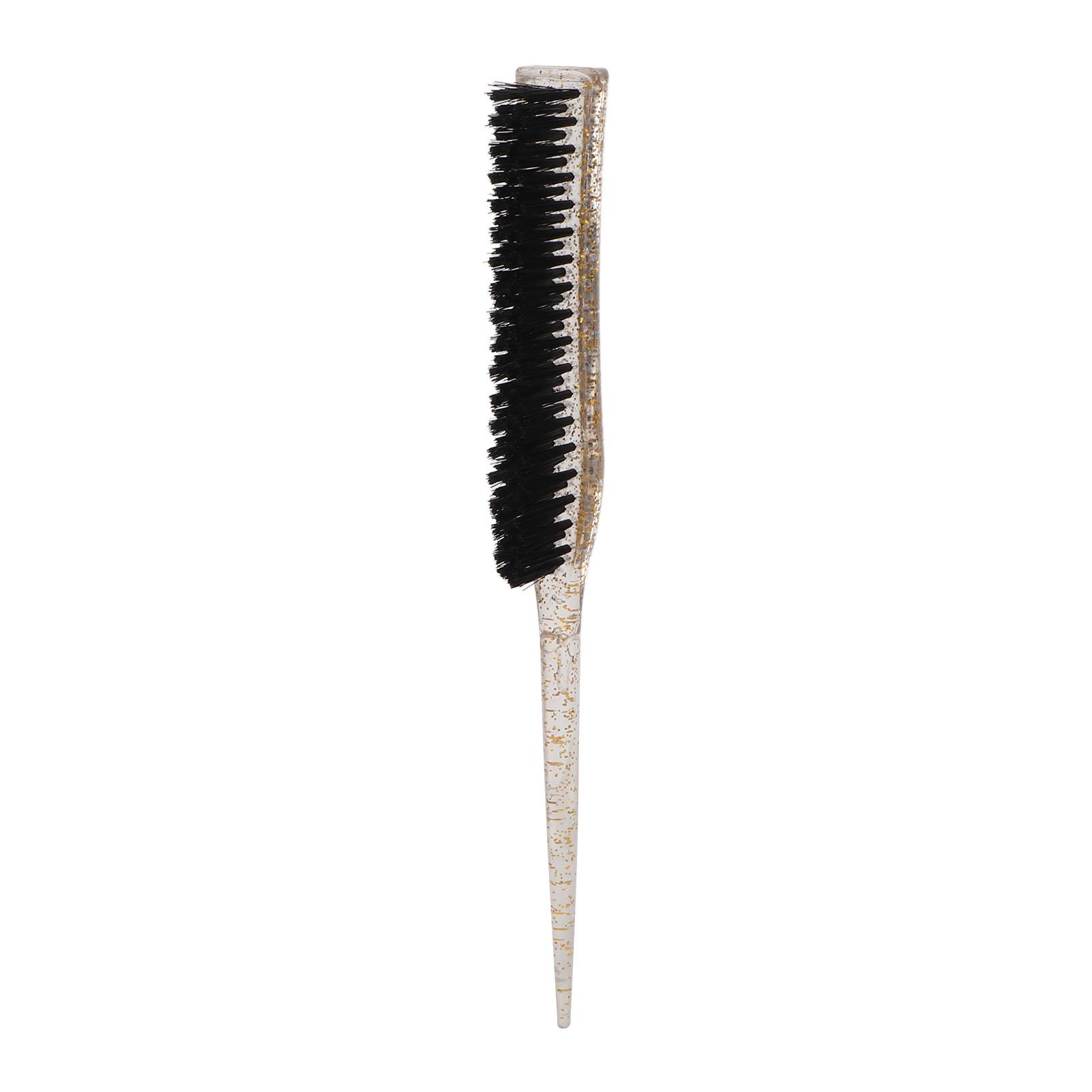 

Rat Tail Teasing Brush Glitter Handle Soft Nylon Back Combing Teasing Hair Brush for Back Combing золотий
