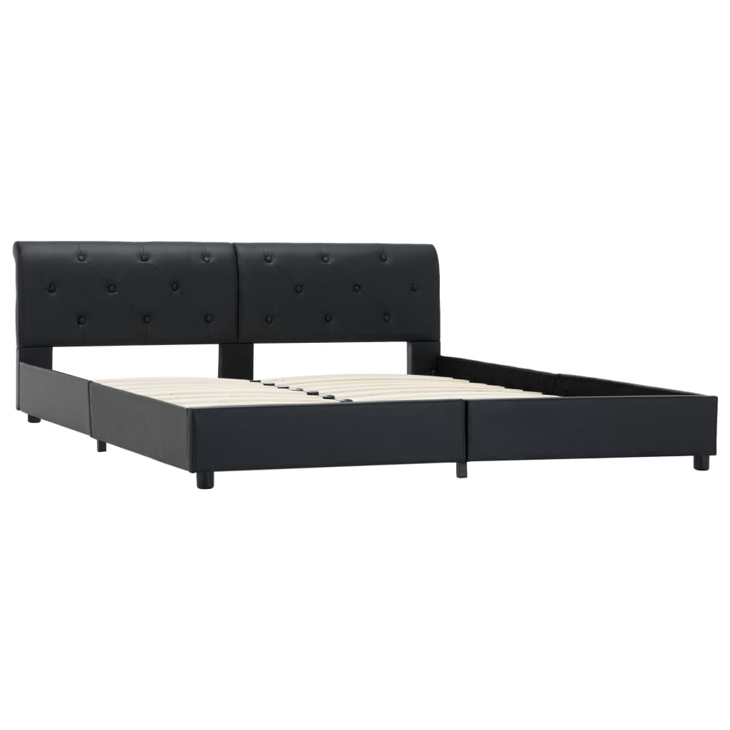 Bed Frame Black Faux Leather 160 * 200 cm