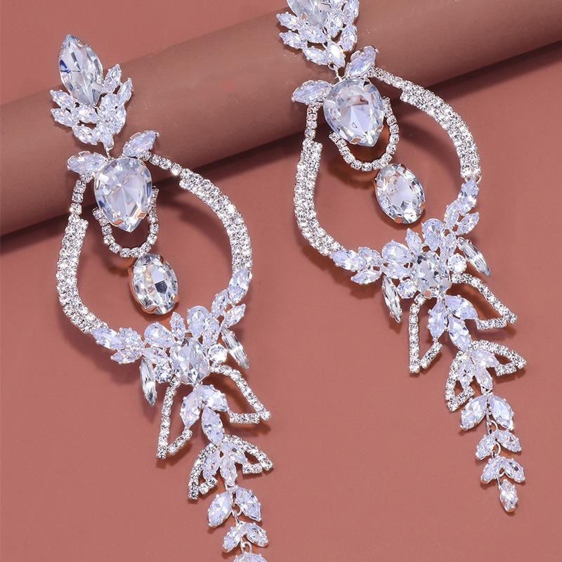 Geometric Earrings Exaggerated Rhinestone Earrings Bridal Vintage Accessories Women's Earrings