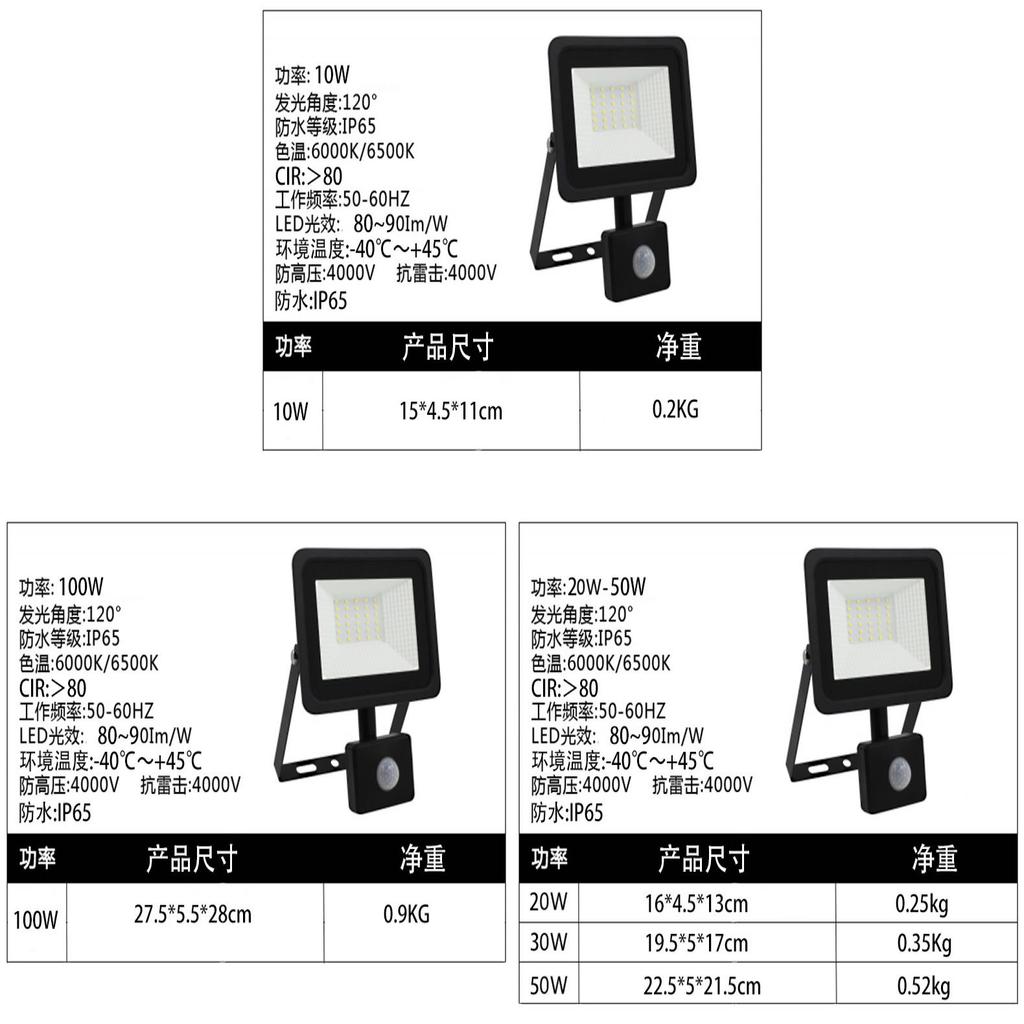 Pir Body Sensor Led Flood Light With Auto Motion Detection For Outdoor Security
