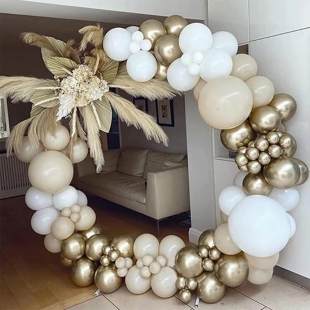 Metallische Goldene Ballons Girlande Weißer Sand Ballonbogen Set Geburtstagsparty Babyparty Hochzeit Jubiläum Abschlussfeier Dekoration