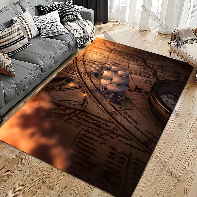 Exploration navigation ships old map carpet Yoga living room room decor children's crawling mat doormat area rug games mat