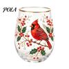 Non-slip Curved Glass Cup, Egg Shape Clear Lead-Free Crystal Enamel Painted Golden Rim Elegant Gilded Vintage Drinking Tumbler, Large Capacity