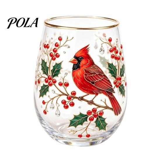 Non-slip Curved Glass Cup, Egg Shape Clear Lead-Free Crystal Enamel Painted Golden Rim Elegant Gilded Vintage Drinking Tumbler, Large Capacity