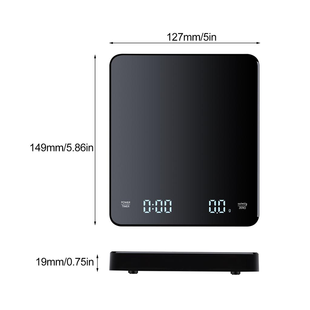 Coffee Scale, Portable Digital Kitchen Scale Kitchen Food Scale with Timer and HD LED Screen for Coffee, Jewelry, Vegetables