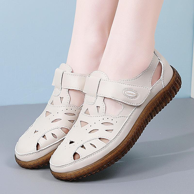 Letnie damskie sandały rzymskie Mary Jane buty plażowe z zakrytymi palcami casualowe miękkie sandały do chodzenia dla dziewczynki plus size