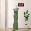 Exported to Europe and the United States, sexy tube top, slim fit, green slim fit and thin buttocks, dinner party, annual meeting dress, long dress