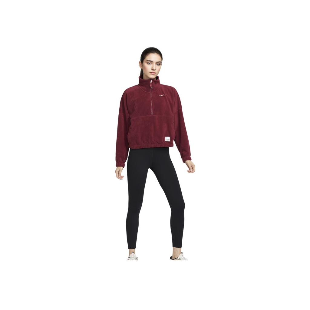 New Nike POLAR ONE TF HZ TOP Sweatshirt Women's Burgundy HV8465-677