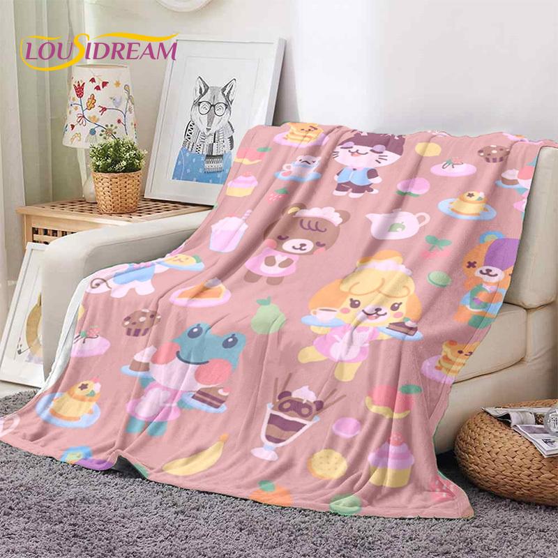 Cute Animal Crossing New Horizons Cartoon Soft Blankets,Throw Blanket Comfortable Blanket for Picnic Beds Sofa Home Bedroom Kids