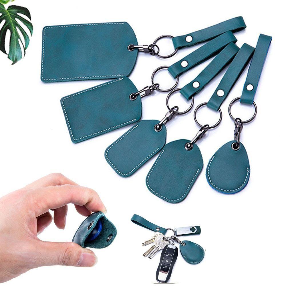 Bag Hook Card Holder Access Tags Cow Leather Keychain Key Tag Ring ID Card Case Leather Key Holder