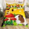 Kawaii Animals Duvet Cover Cute Rabbit Bedding Set Rustic Wooden Comforter Cover Microfiber Floral Bedclothes Queen For Girl Boy