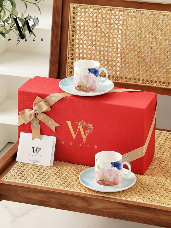 WOOCH Light Luxury Oil Painting Glass Cup & Saucer Gift Set
