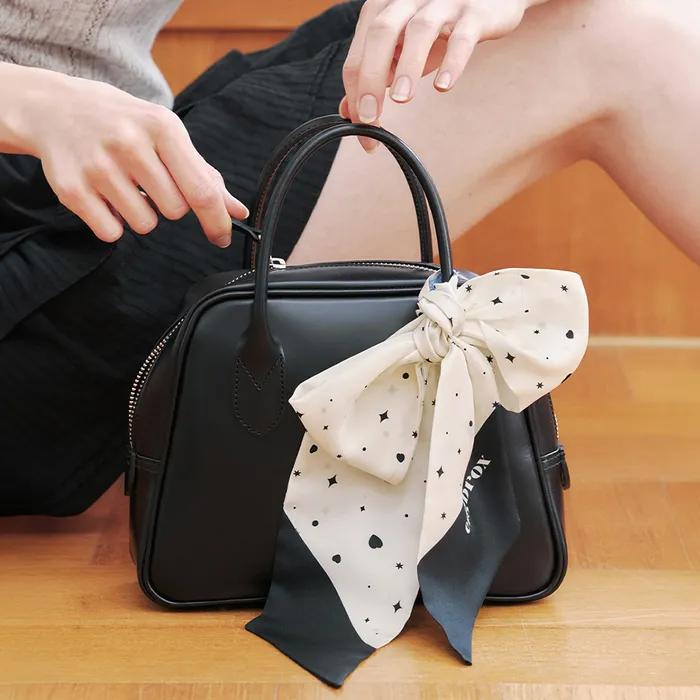 [I'V Jang Won-young, Worn In Autumn] Heart and Sparkle Twilly Silk Scarf_2 Colors