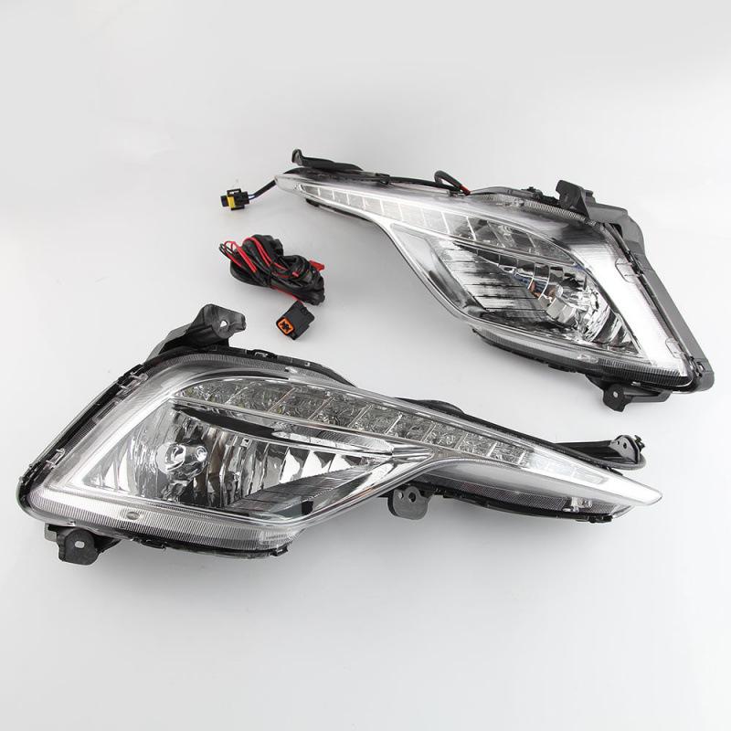 Compatible Sonata 8th Gen LED Daytime Running & Fog Lights Assembly for 2013/14/15 Models.