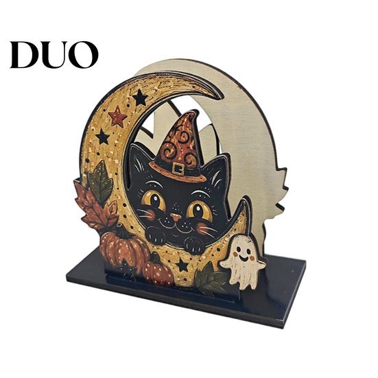 Decorative Paper Napkin Stand Halloween Wood Holder, Rustic Ghost Skeleton Owl Pumpkin Dispenser, Gift for Lovers Vintage Tabletop Standing