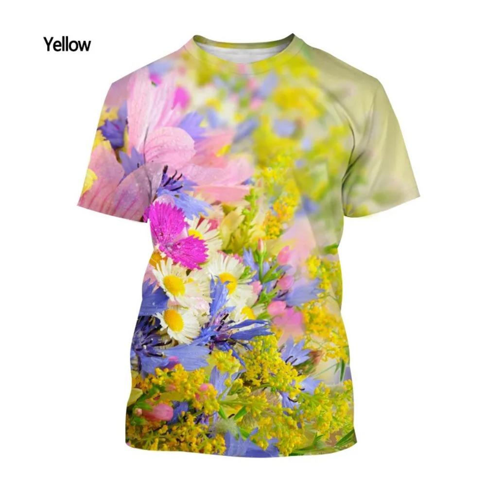 Rosenpflanze Blumen 3D HD Druck Herren T-Shirt Mode Kreativ Oberteil Lässig Alles Qualität Bequem Kurzarm