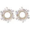 Vintage Art Deco Alloy Crystal Round Drop Earrings For Women Summer