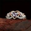 Jewelry Fashion Rose Princess Square Diamond Two-Color Heart Zircon Engagement Ring Manufacturer