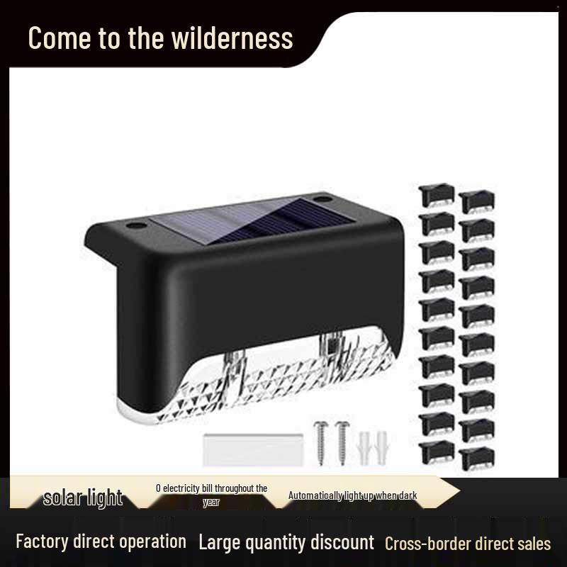 

Водонепроницаемый солнечный светильник для ступеней для наружного двора и украшения сада Black Shell - Warm Light