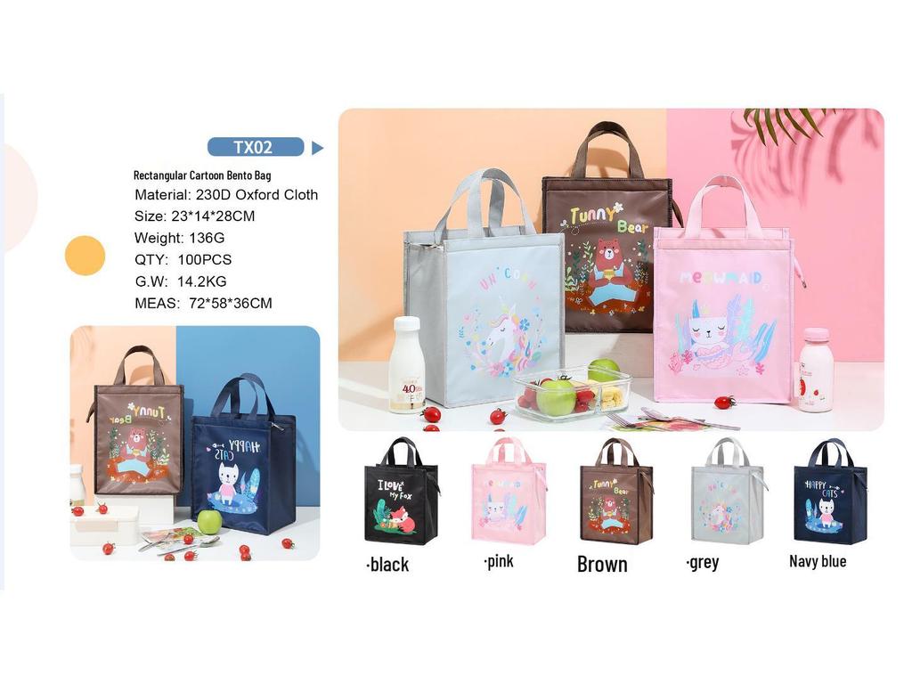 Waterproof Oxford Cloth Thermal Lunch Bag with Aluminum Foil Lining