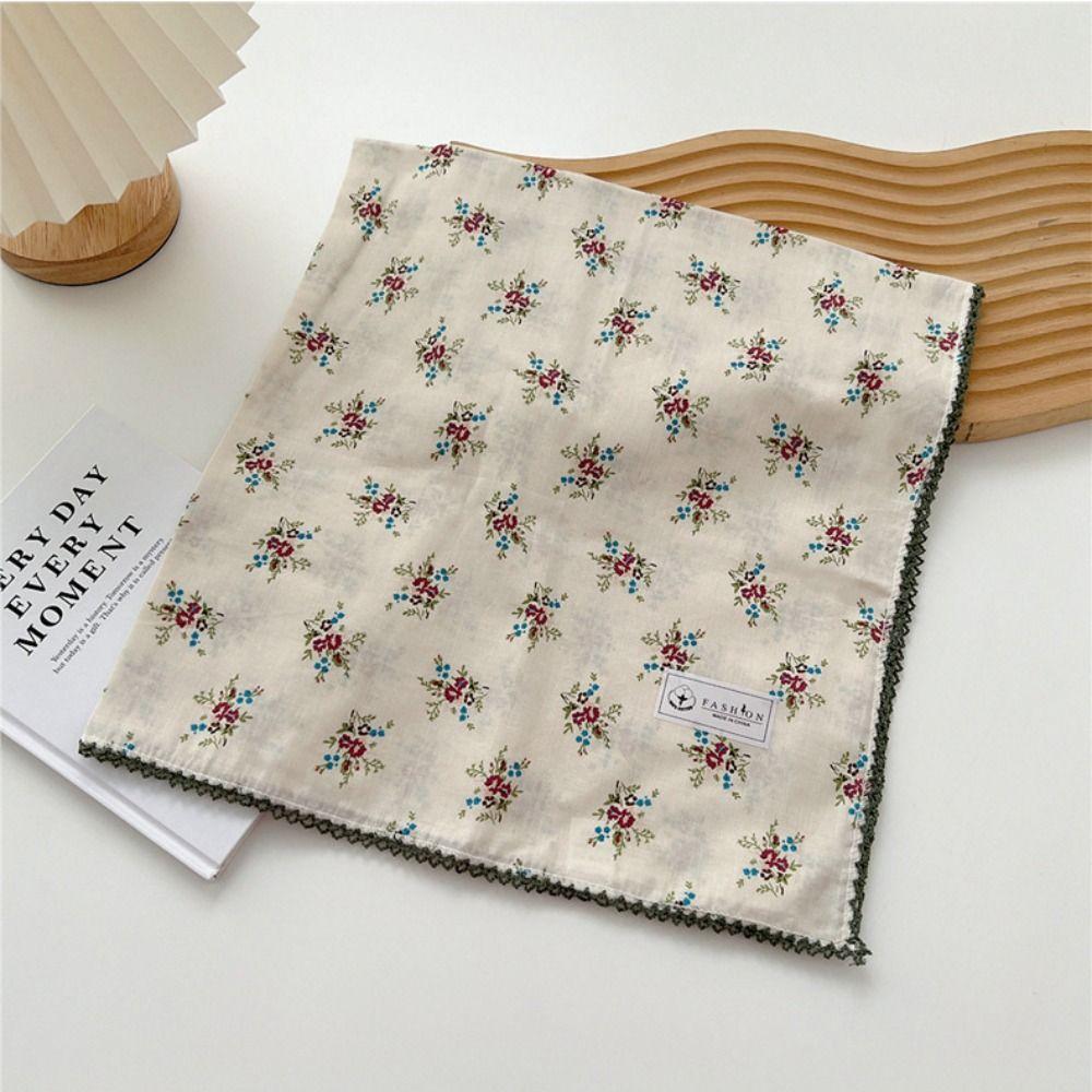 Floral Cotton Linen Print Scarves Scarf Hair Band Printed Silk Scarf Square Handkerchief Vacation