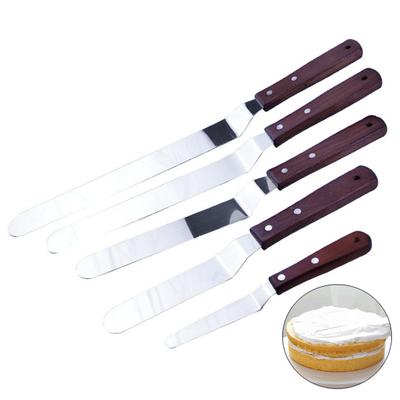 4/6/8/10/12-Zoll-Edelstahl-Kuchenspatel mit Holzgriff, Lebensmittelqualität, Creme, Marmelade, Kuchendekoration, abgewinkelter Zuckerguss-Offset-Spatel