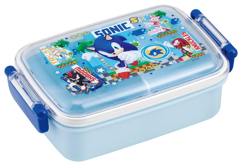 Skater Lunch Box for Children, 450ml, with a dome-shaped lid for easy packing, 1-tier, Made in Japan, Sonic design, Boys' version, RBF3ANAG-A
