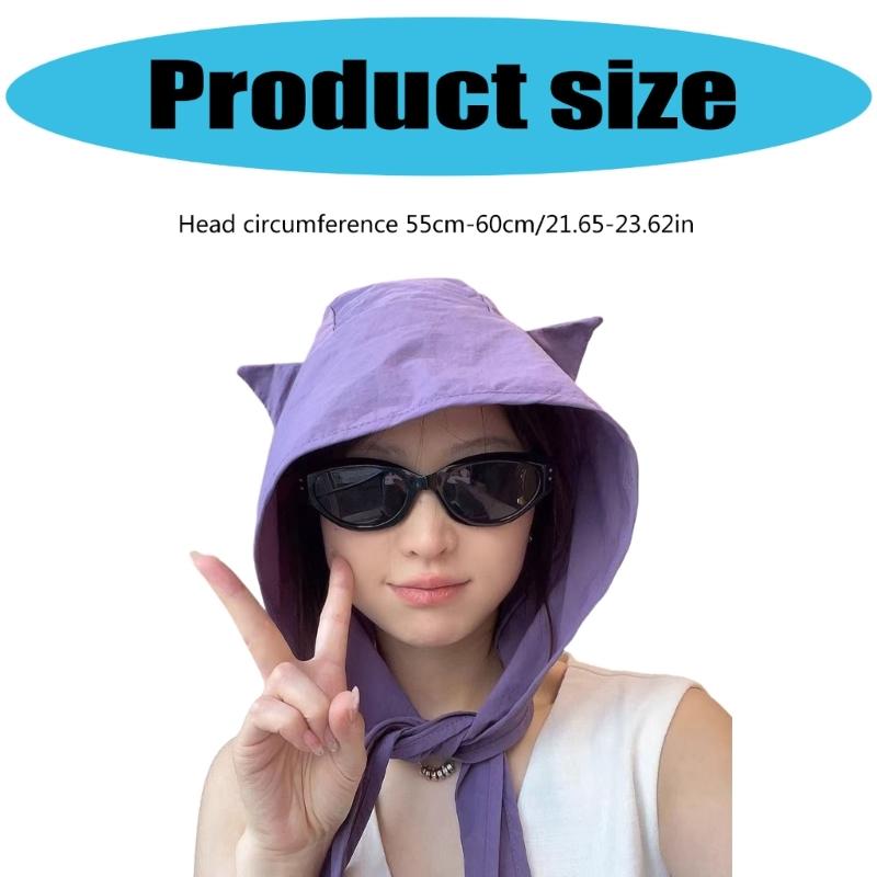 Stylish Devil Sun Hat Women Adjustable Strap Hat Cats Ear Shape Funny Hat for Beach and Travel