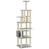 VidaXL Cat Tree with Sisal Scratching Posts Light Grey 183 Cm