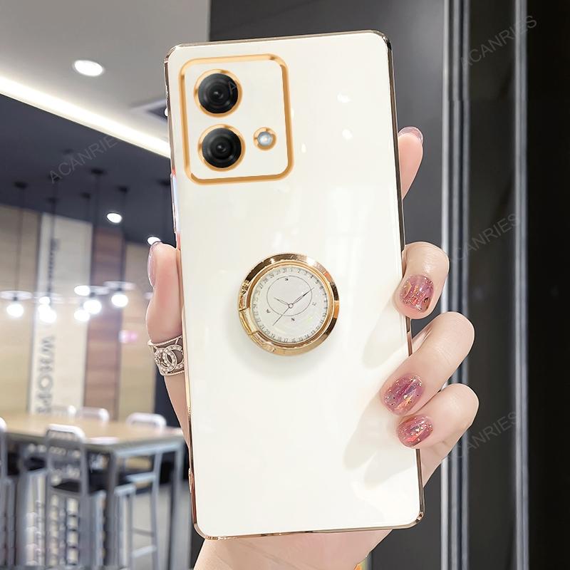 G 84 54 Luxury Plating Ring Holder Stand Case For Motorola Moto G84 G54 5G G53 G52 G32 G42 G22 G62 G13 G23 Silicone Back Cover
