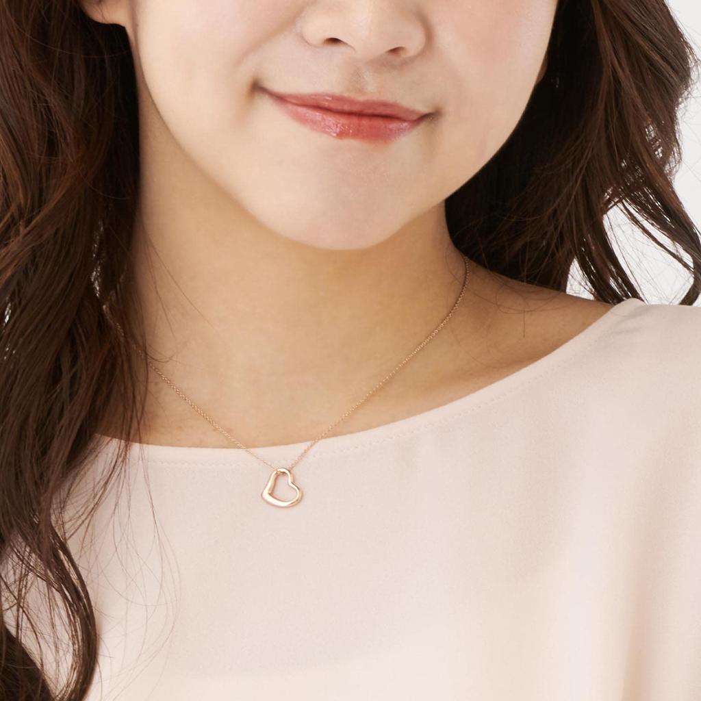 [Sears] Women's Necklace, Brown with Teddy Bear, Open Heart Design, Pink Gold Color, P1520-1-tdt-01-pg-b