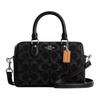Coach Rowan Denim With Cow Leather Handbag Mini Women's Black CDQ37-SVBK