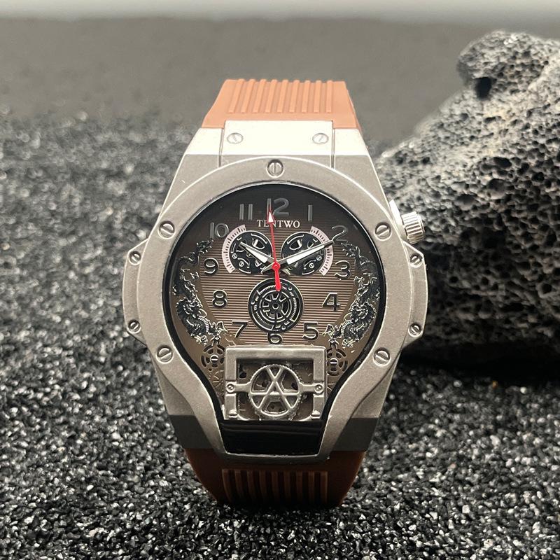 

Мужские кварцевые часы из силикона в стиле Джейсона Стэтхэма — модные и быстро продающиеся! кофейный