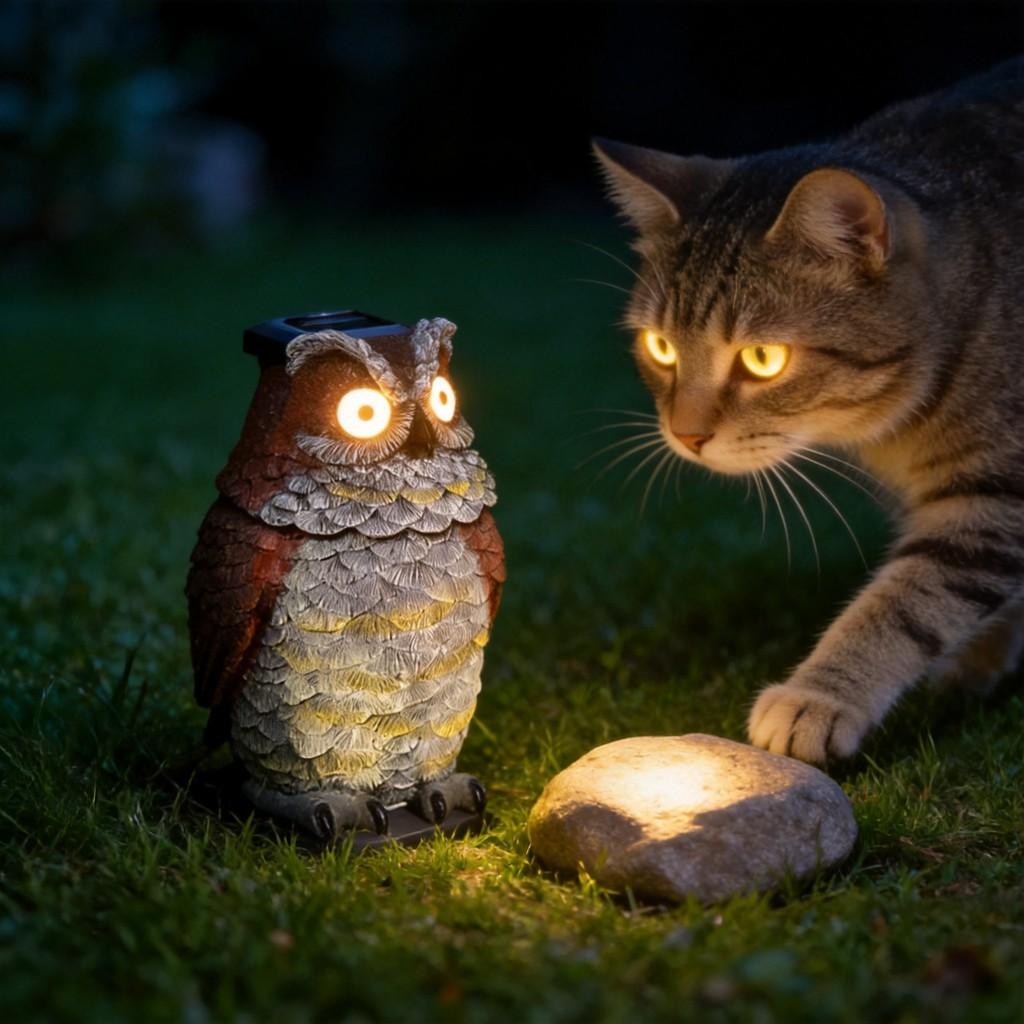 Modern Art Resin Owl Solar Light Decorative Figurine For Garden And Home Decor