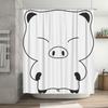Adorable Black White Pig Design Shower Curtain Waterproof Fabric for Bathroom Decoration 72x84in