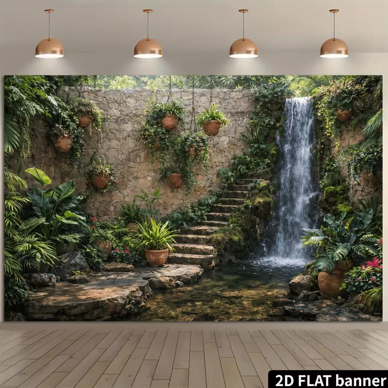 2D Exotic Greenery Pool Portrait Photo Backdrop