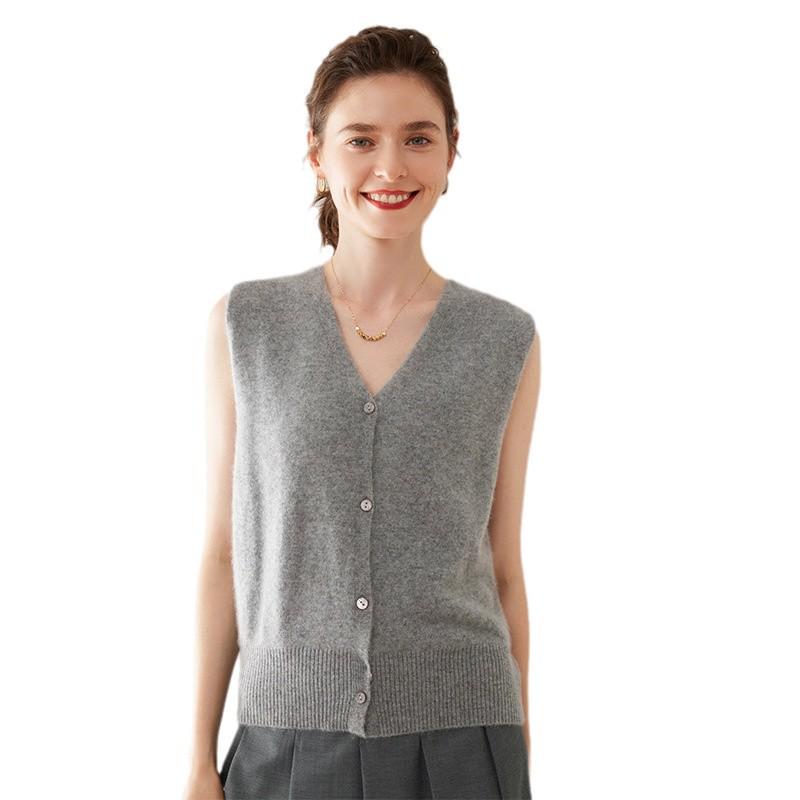 Autumn/Winter V-Neck Cashmere Sleeveless Retro Women's Cardigan Vest Sweater
