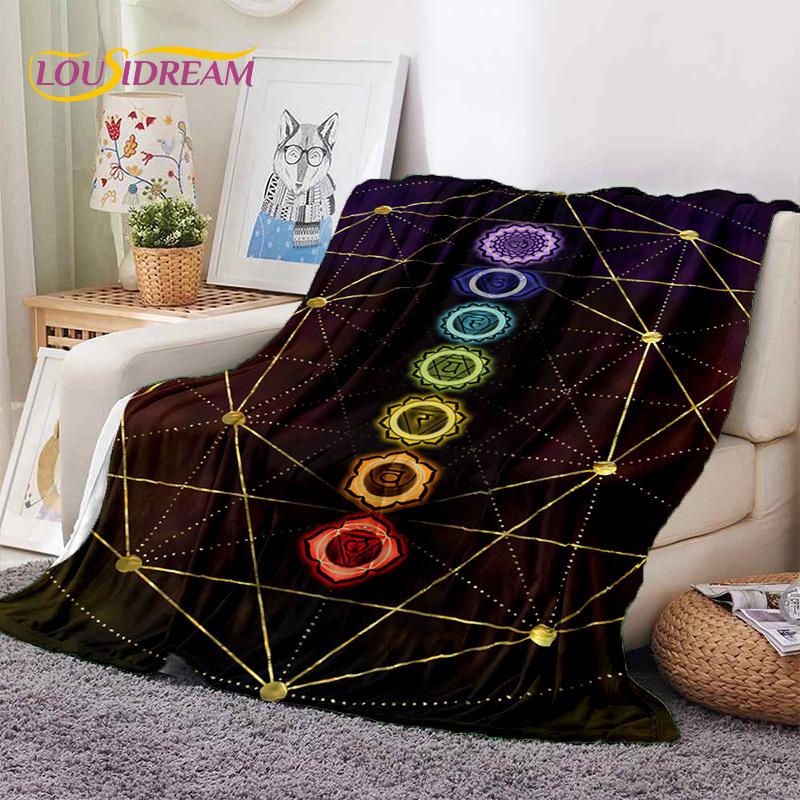 3D Yoga Meditation Rainbow 7 Chakra HD Soft Flannel Blankets,Throw Blanket Comfortable Blanket for Picnic Beds Home Bedroom Gift