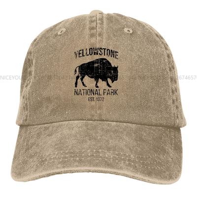 Washed Men's Baseball Cap Buffalo Trucker Snapback Caps Dad Hat Yellowstone National Park Golf Hats