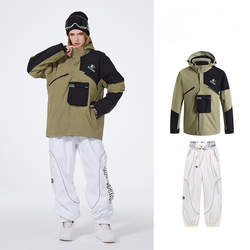 Herren- und Damen-Skianzug Outdoor Winter Warm Snowboardanzug Wasserdicht Winddicht Skijacke und Hose Set Übergröße Atmungsaktiv Isoliert Schneeanzug
