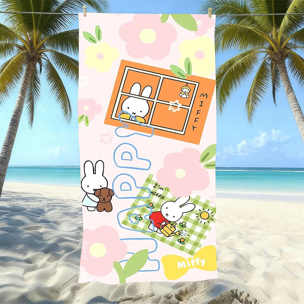 Miffy Rabbit Beach Towel Microfiber Quick Drying Absorbent Cartoon Printed Seaside Resort Bath Towel