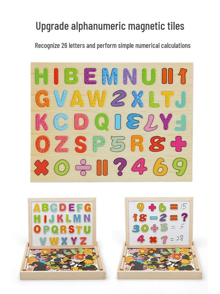 Drewniane Zwierzęce Zodiakalne Puzzle Magnetyczne i Tablica do Rysowania dla Dzieci