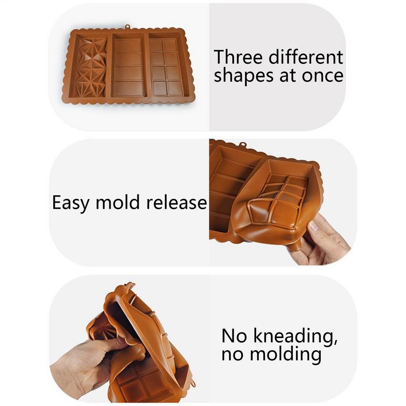 Silicone Chocolate Bar Mold Large Stuffed Chocolate Mold Non-stick Silicone Food-Grade Thick Rectangular Mould For Holiday
