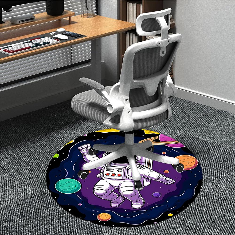 1pc Space Explorer Office Round Area Rug, Under Office Chairs Bedroom Living Room Home Decor, Room Deco