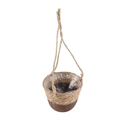 Woven Flower Basket Rustic Retro Style Brown Color Decorative Multi Purpose Straw Basket for Office