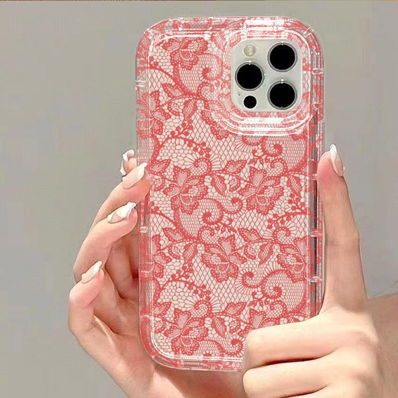 

Stylish Lace Vine Print Phone Case for iPhone 17 Air 16 16e 15 14 13 12 11 Pro Max 8 7 Plus Chiffon Texture Back Cover iphone 11 Pro
