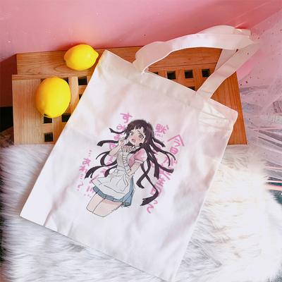 Karikatür Kanvas Alışveriş Çantası Mikan Tsumiki Japonya Anime Kadın omuzdan askili çanta Eko Çanta Bez Çantalar Yeniden Kullanılabilir Bakkal Alışveriş Çantaları