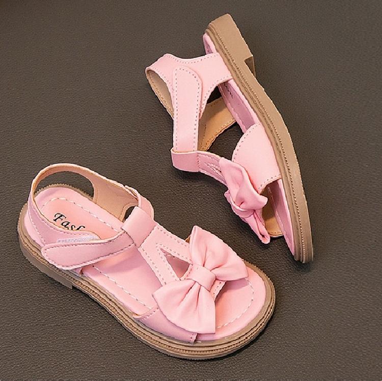 Summer Bow Little Girl Fashionable Versatile Sandals for Baby Girls Korean Version Casual Soft Soled Beach Shoes