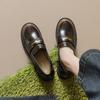 8107-11 platform-soled small leather shoes women's British single shoes women's retro commuter gold coin loafers